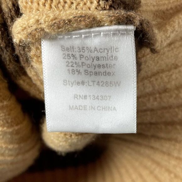 LINE AND DOT Sweater Womens Medium M  Brown Striped Popover Collared Stretch - Picture 7 of 8